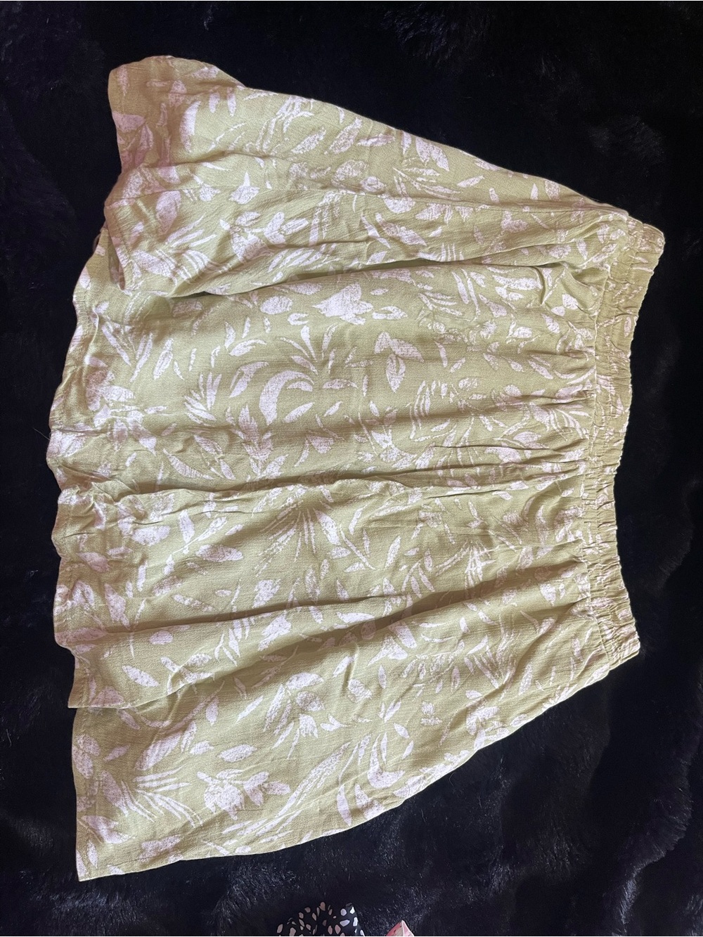 Light Green Floral Elastic-Waist Women's Skirt